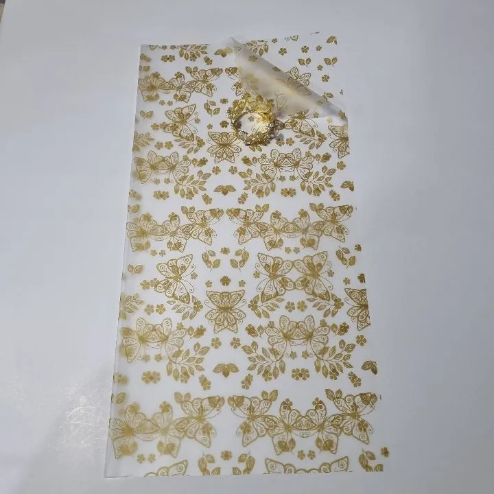 UNIDAD PAPEL COREANO MARIPOSAS DORADAS TRASLÚCIDO