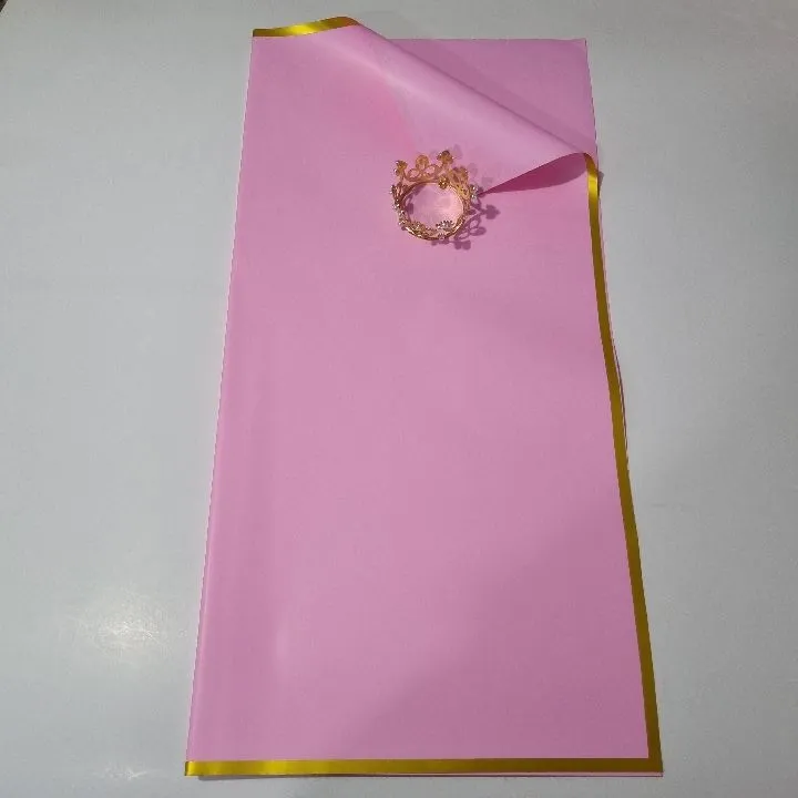 UNIDAD PAPEL COREANO ROSADO BORDE DORADO MATE