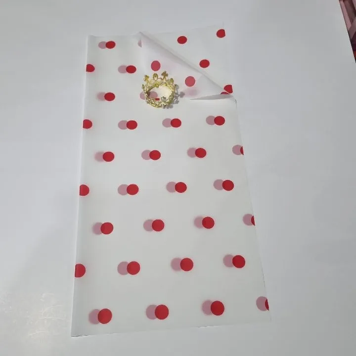 UNIDAD PAPEL COREANO BLANCO CON PUNTOS ROJOS TRASLÚCIDO