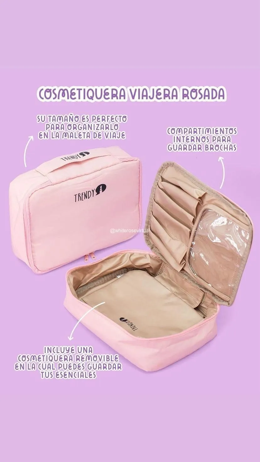Trendy  - cosmetiquera viajera rosada trendy