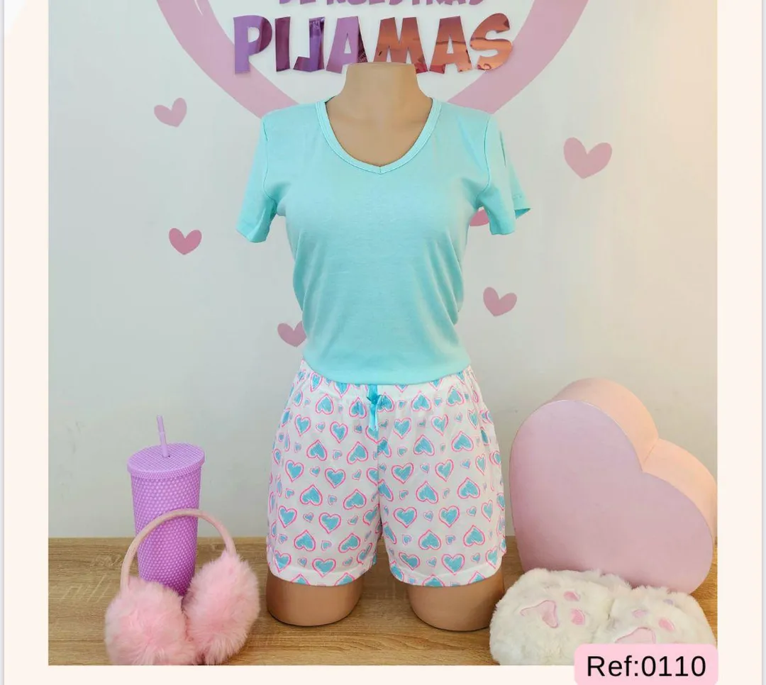 pijama short cuello v buso manga corta ref 0110