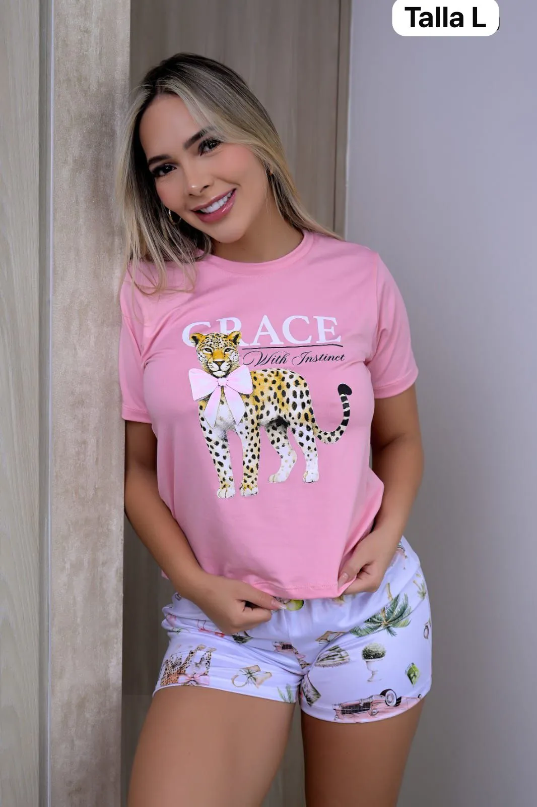 conjunto roses short manga siza