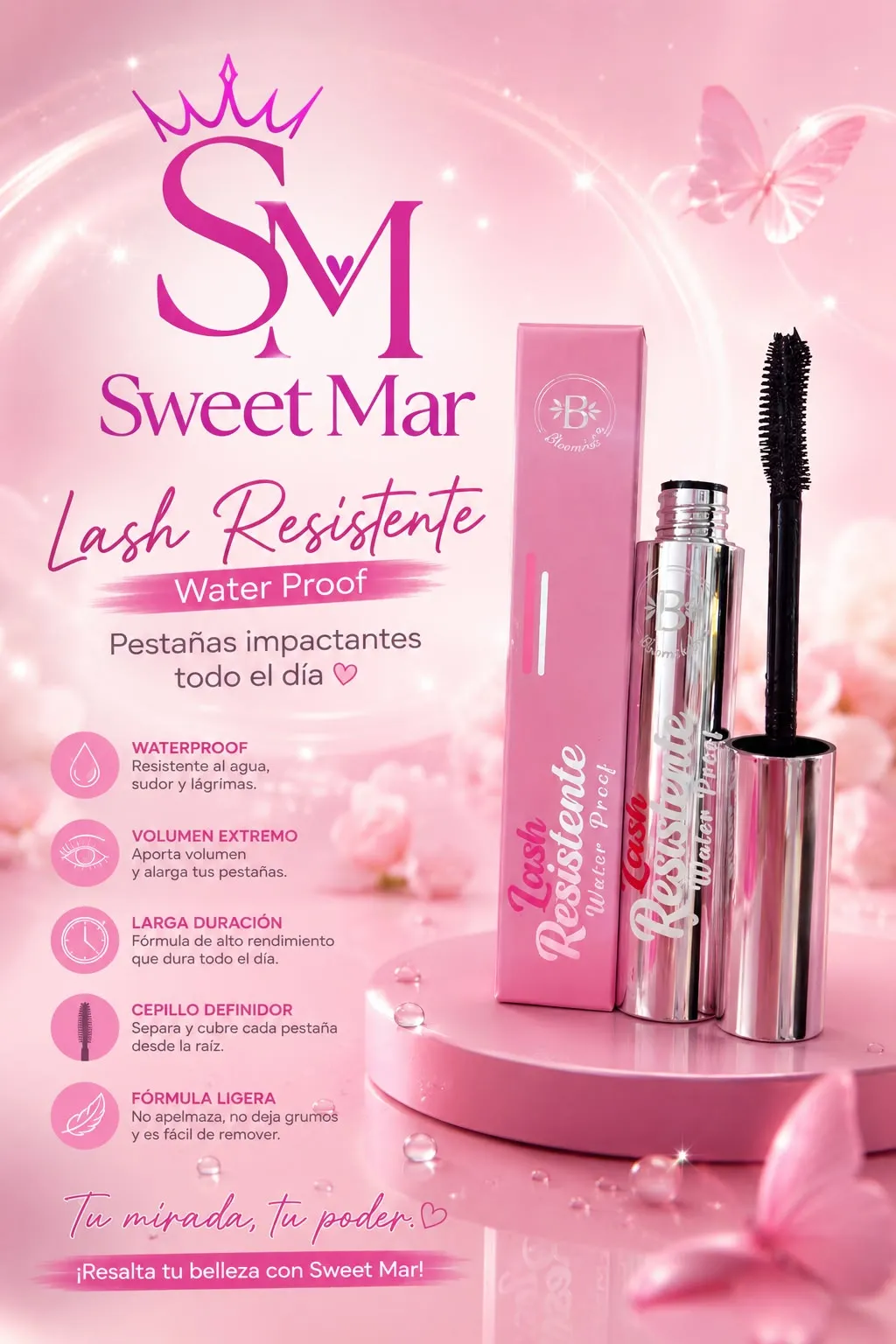 BLOOMSHELL - nueva pestañina aprueba de agua lash resistente