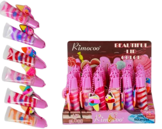 LIP GLOSS EN ESPIRAL ICE CREAM CON LLAVERO CONO RIMOCO R1944