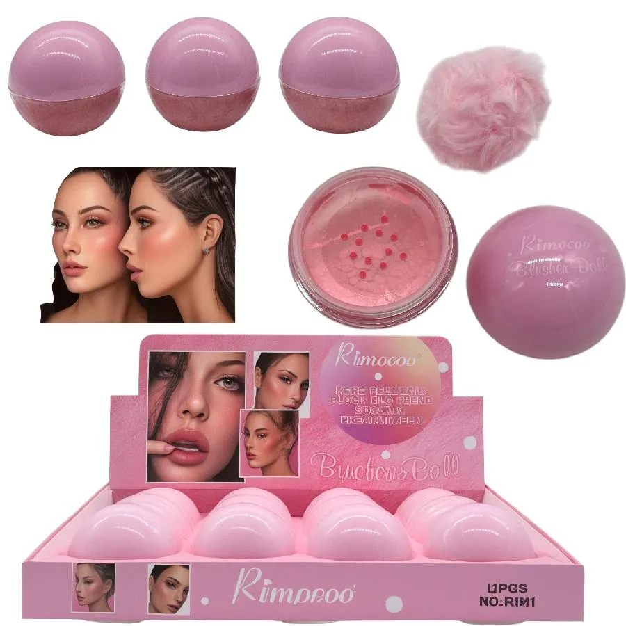 RIMOCOO - RUBOR SUELTO CON APLICADOR POMPON TONOS SURTIDOS R1917