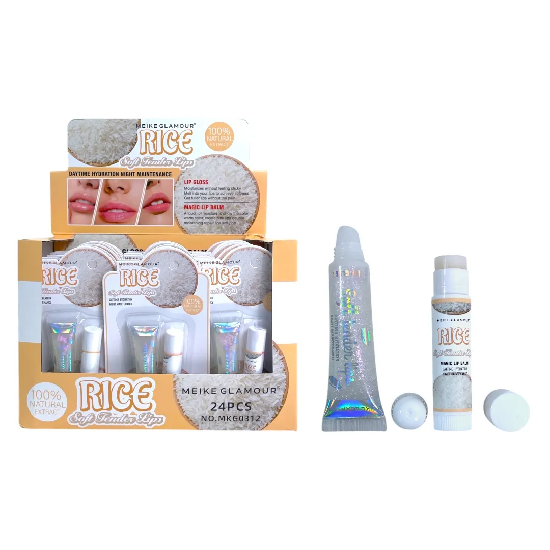 MEIKE GLAMOUR - SET D LIP BALM Y GLOSS DESTELLOS CON EXTRACTO DE ARROZ MEIKE MKG0312