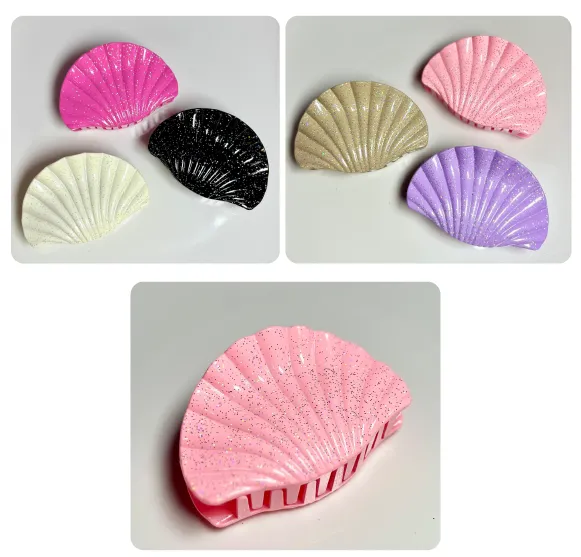 GANCHO CAIMAN TORNASOLADO CON FIGURA DE CONCHA COLORES SURTIDOS 29FC443