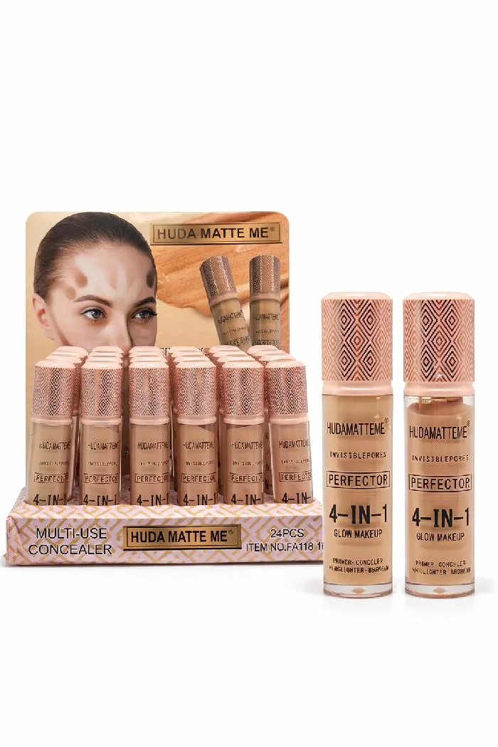 CORRECTOR DE OJERAS MULTI USO 4 EN 1 HUDA MATTE REF: FA117-118