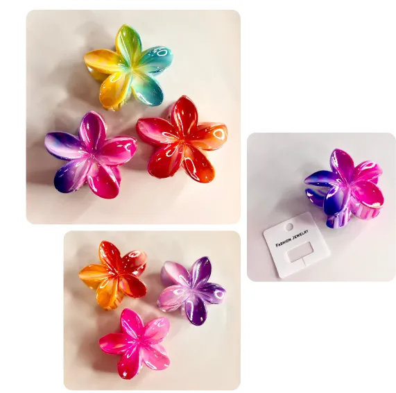 GANCHO CAIMAN CON DISEÑO DE FLOR EN COLORES TORNASOLADOS 29FC015