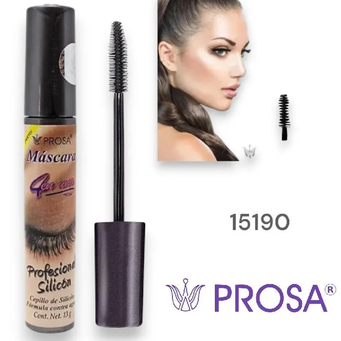 PROSA - PESTAÑINA PROFESIONAL CON MICROFIBRA A PRUEBA DE AGUA TONO NEGRO EMPAQUE GRIS OSCURO PROSA 15190