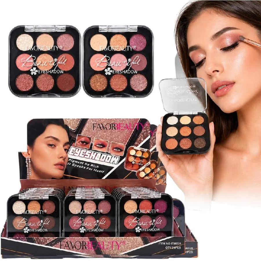 PALETA DE SOMBRAS X 9 TONOS SURTIDOS MATTES Y BRILLANTES ES6528