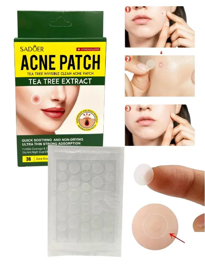 PARCHE ANTI ACNE X 36 PCS CON EXTRACTO DE ARBOL DE TE SADOER SD79732