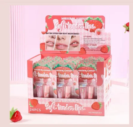 MEIKE GLAMOUR - SET DE LIM BALM + GLOSS OLOR A FRESA CON COLOR MEIKE MKG0309