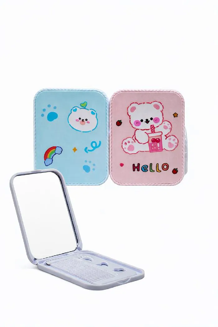 MORATTA COSMETICS - ESPEJO CUADRADO + PEINE TAMAÑO PEQUEÑO DISEÑO OSITO 1792