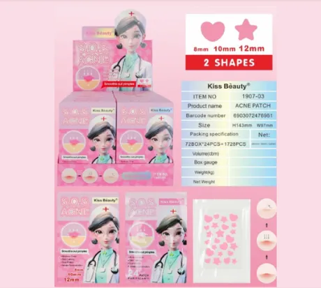 KISS BEAUTY - PARCHE ANTI ACNE EN FIGURAS DE COLOR ROSA KISS BEAUTY 190703