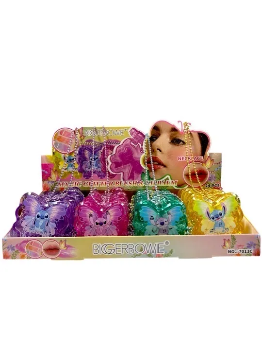 LIP GLOSS MAGICO TIPO COLLAR CON DISEÑO MARIPOSA VERSION STITCHS 7013C
