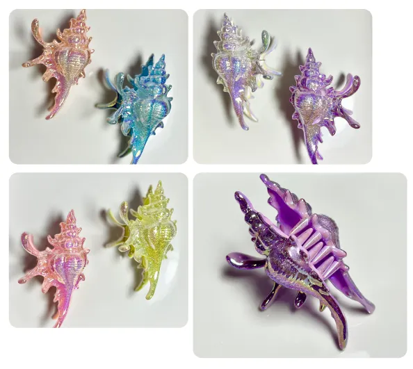 GANCHO CAIMAN PARA CABELLO TORNASOLADO CON FIGURA DE CARACOL 29FC097