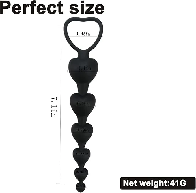 Bolas ANALES HEART 6 CORAZONES 14 CM (NEGRO) BLS629BR