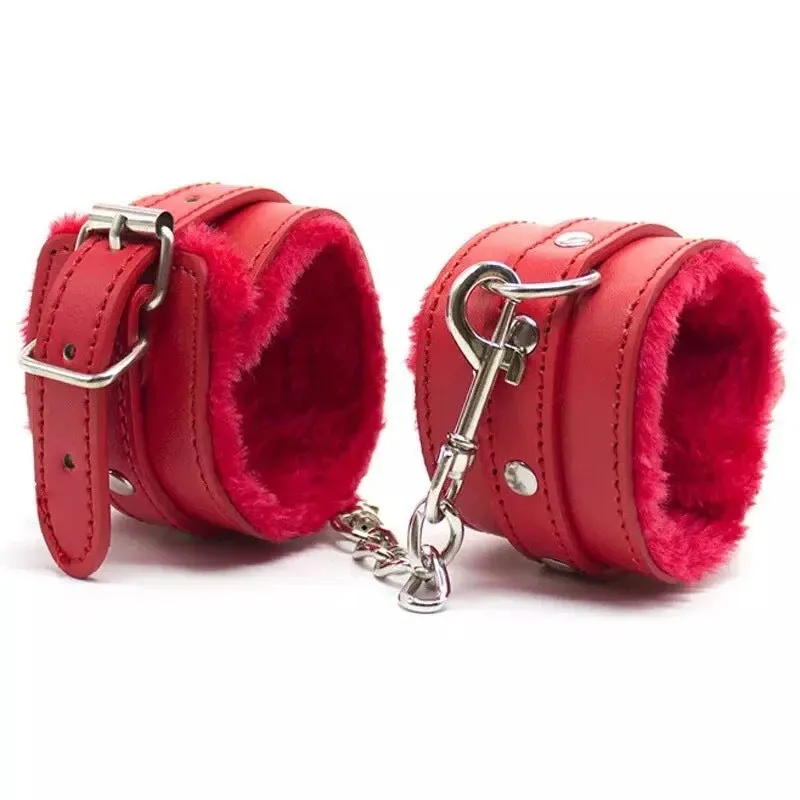 Esposas FETISH FURRY CUERO (ROJAS) SPS248BR