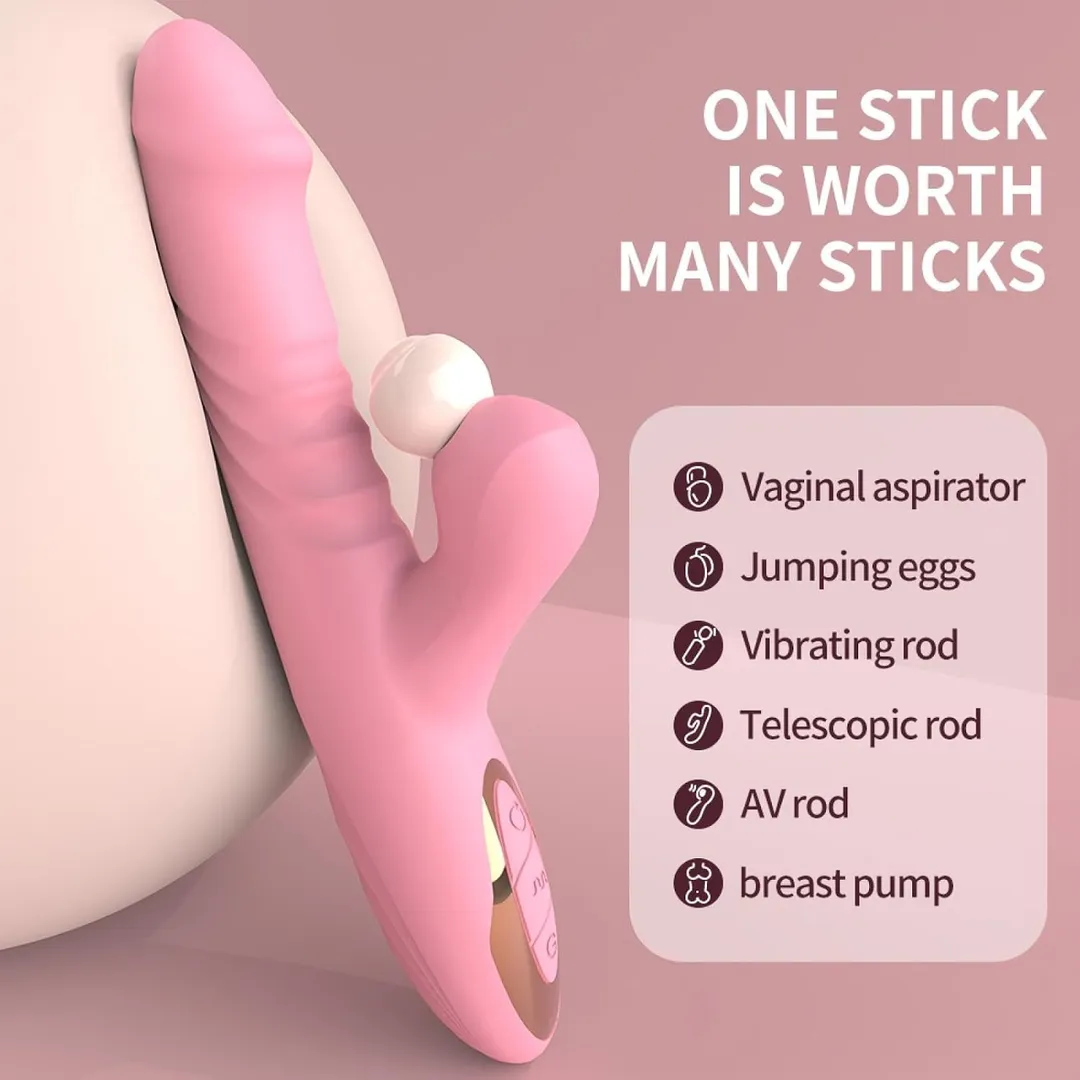 Vibrador RABBIT ESTIMULADOR ROTATIVO TELESCOPICO 12V 26/14/4CM (ROSADO) USB VBR1975BR