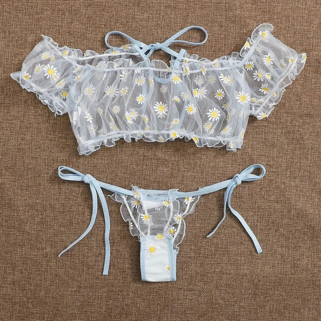 Lenceria CONJUNTO BORDADO 6028 T S/M (AZUL AGUAMARINA) CNJ1870JSS