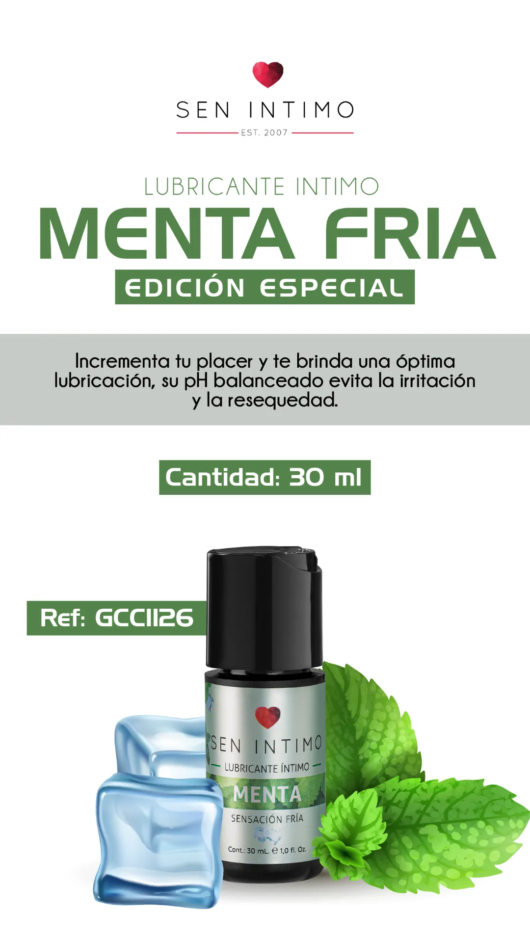 Sen Intimo - LUBRICANTE FRIO SEN ÍNTIMO - MENTA- 30ML LBR713TC