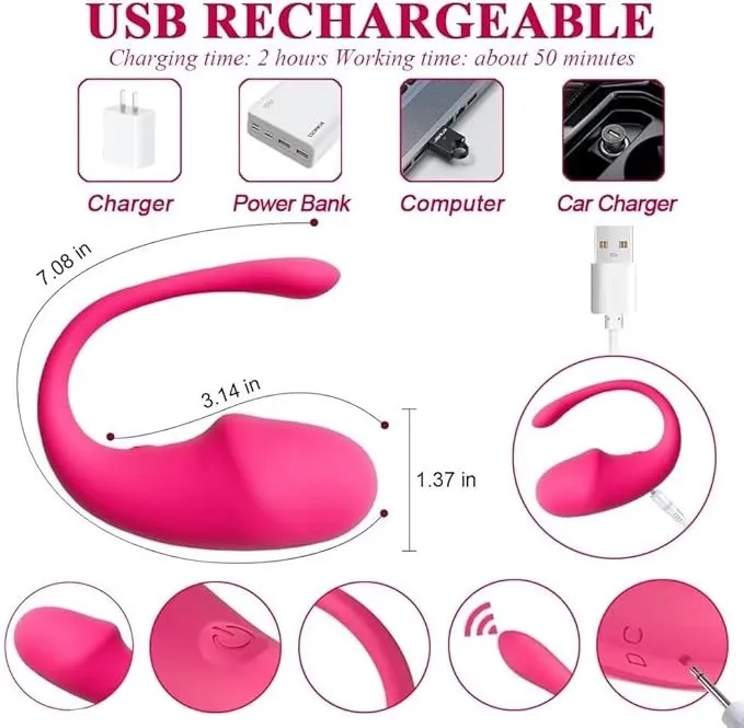 Huevo CON APP 10V 8/3CM USB (FUCSIA) HV1444DH