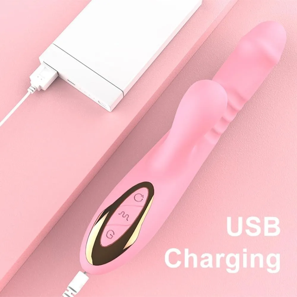 Vibrador RABBIT ESTIMULADOR ROTATIVO TELESCOPICO 12V 26/14/4CM (ROSADO) USB VBR1975BR