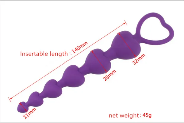 Bolas ANALES HEART 6 CORAZONES 14 CM (MORADO) BLS260BR