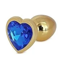 Plug MET/DORADO LISO CORAZON TM 8.5/3.5 CM (AZUL) PLG1680DH