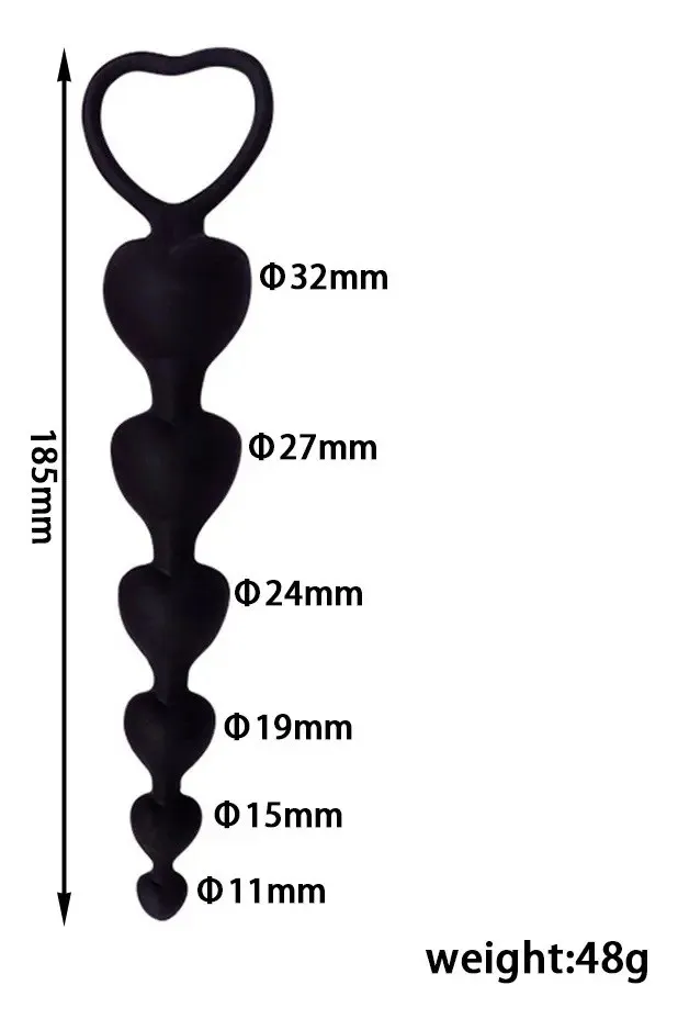 Bolas ANALES HEART 6 CORAZONES 14 CM (NEGRO) BLS629BR