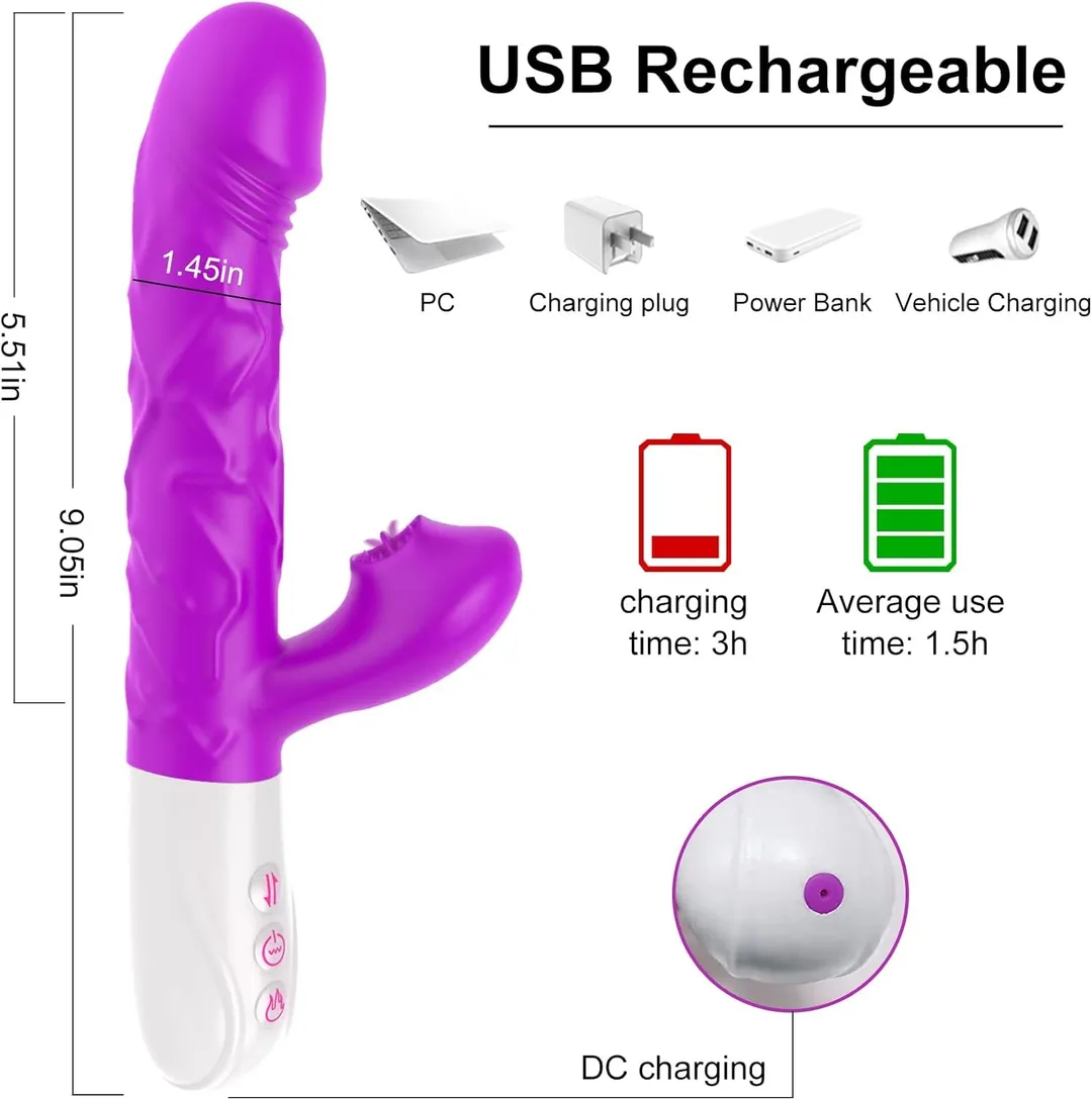 Vibrador ESTIMULADOR TERMICO 10V 22/12/3.5CM (FUCSIA) USB VBR1734DH