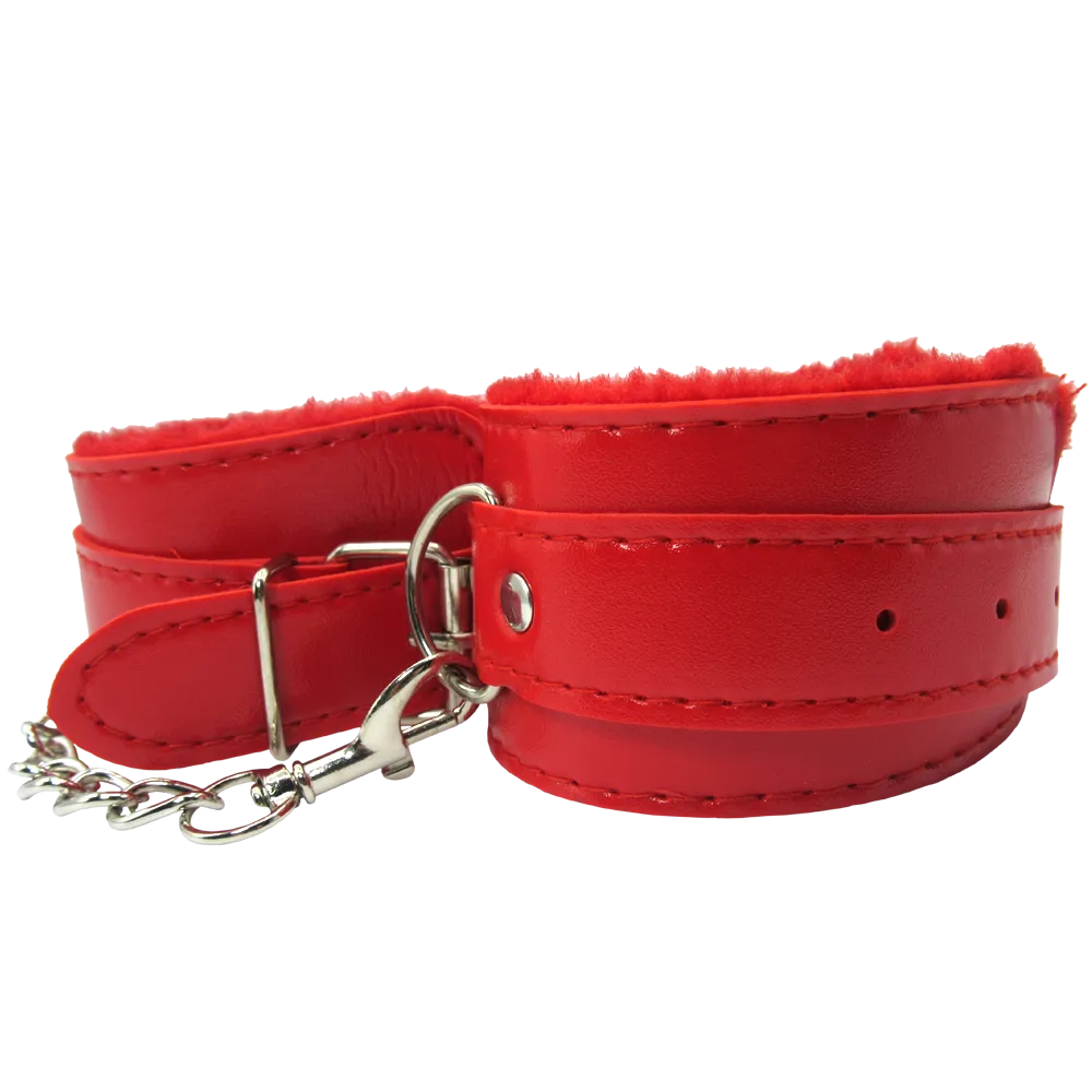 Esposas FETISH FURRY CUERO (ROJAS) SPS248BR