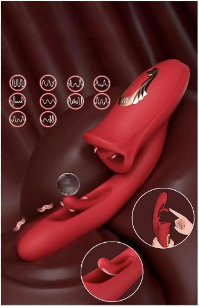 Vibrador TRIPLE ESTIMULACION 7V 8.5/3CM USB (ROJO) VBR1766DH