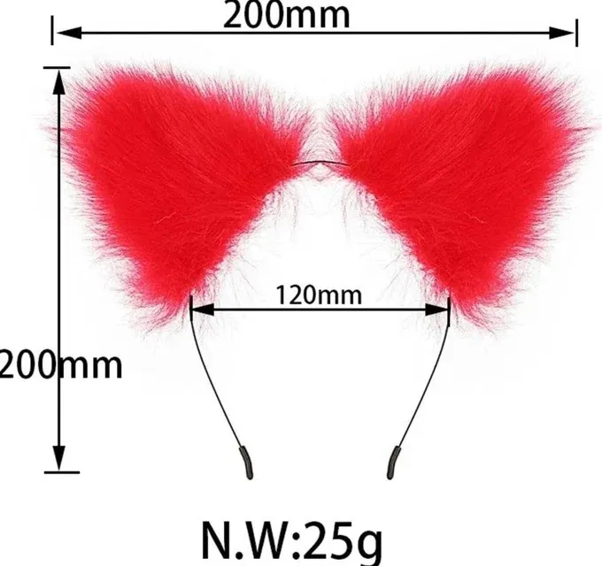 Kit *4 DIADEMA/PEZONERAS/COLLAR/PLUG CONEJO (ROJA) KT1948BR