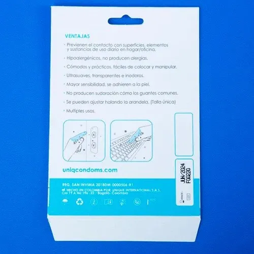 Condones UNIQ PARA DEDOS*10 CND723TC