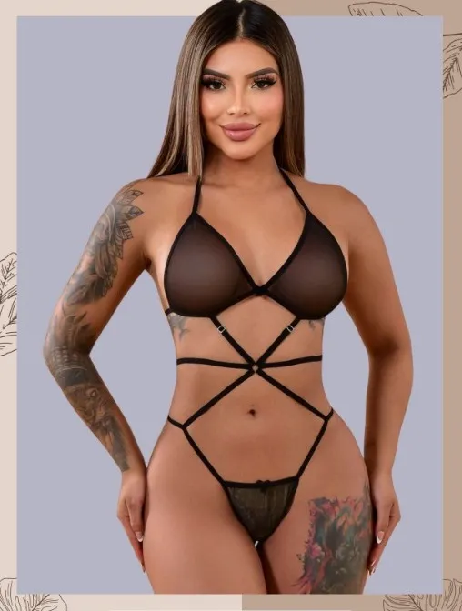 Lenceria CONJUNTO MALLA 012 (NEGRO) CNJ1932PVC