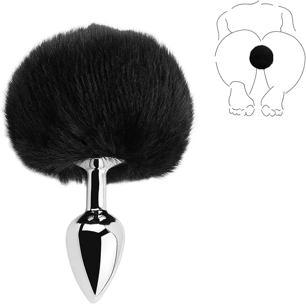 Plug MET/PLATEADO COLA CONEJO TS 7.3/2.8 CM (NEGRO) PLG1019DH