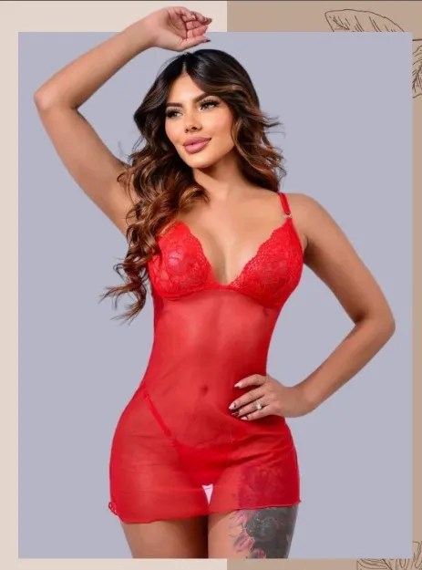 Lenceria BABYDOLL MALLA 507 (ROJO) BBD1942PVC