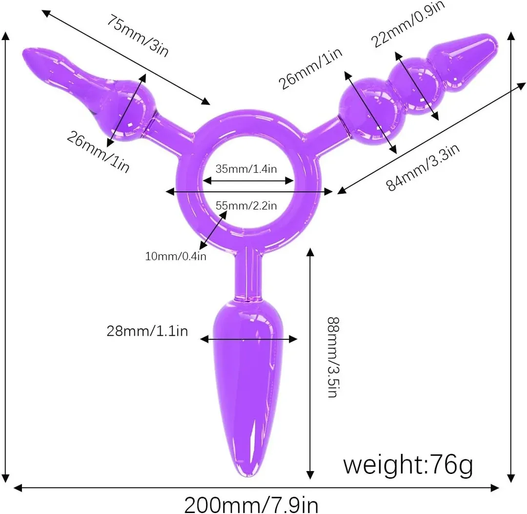 Estimulador ANAL TRIPLE PLEASURE 20/17/7CM (NEGRO) STM2072BR