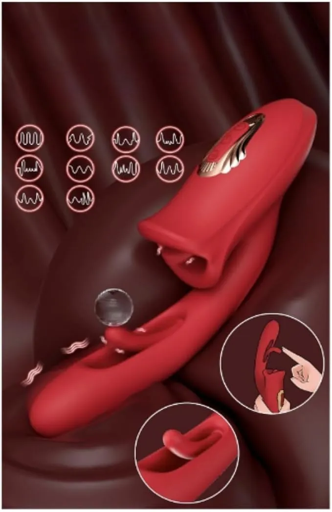 Vibrador TRIPLE ESTIMULACION 7V 8.5/3CM USB (ROJO) VBR1766DH