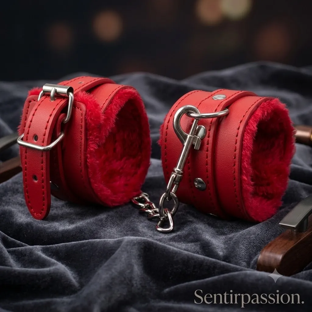 Esposas FETISH FURRY CUERO (ROJAS) SPS248BR