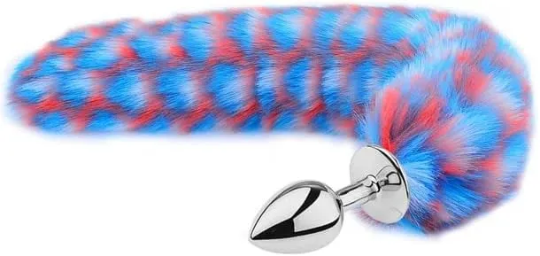 Plug MET/PLATEADO COLA ZORRO TS 4/2.5CM (CELESTE) PLG1648BR