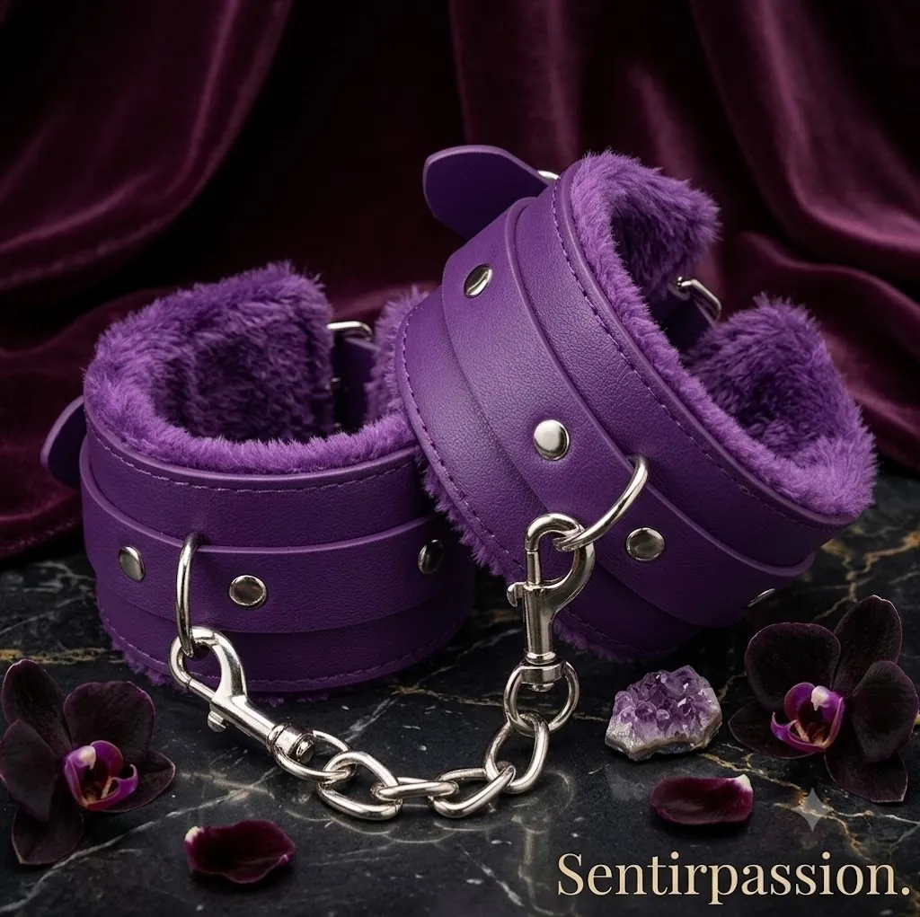 Esposas FETISH FURRY CUERO (LILA) SPS1250BR