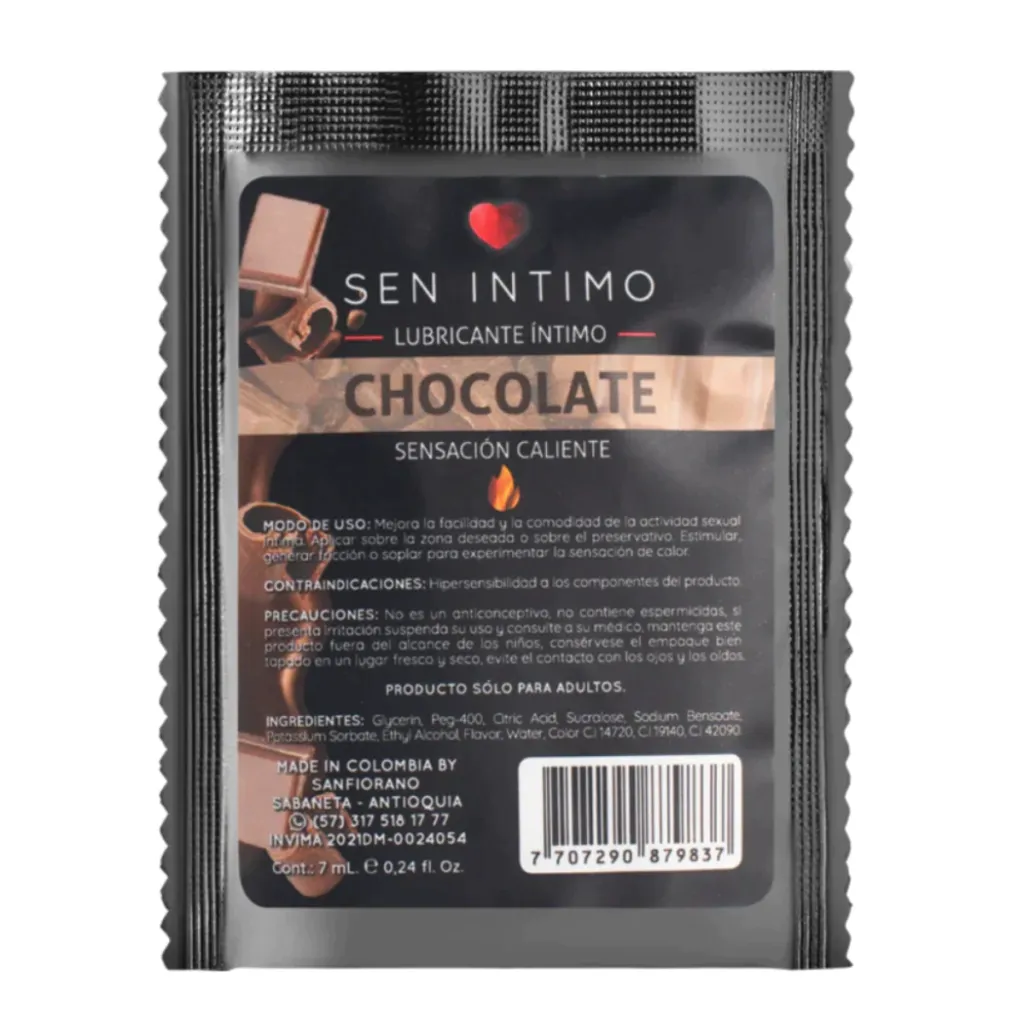 Lubricante CALIENTE -SEN INTIMO- SACHET (CHOCOLATE) LBR716TC
