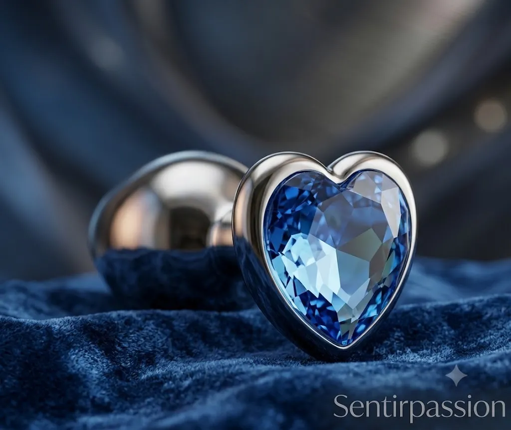 Plug MET/PLATEADO LISO CORAZON TS 7.3/2.8 CM (AZUL) PLG1860DH