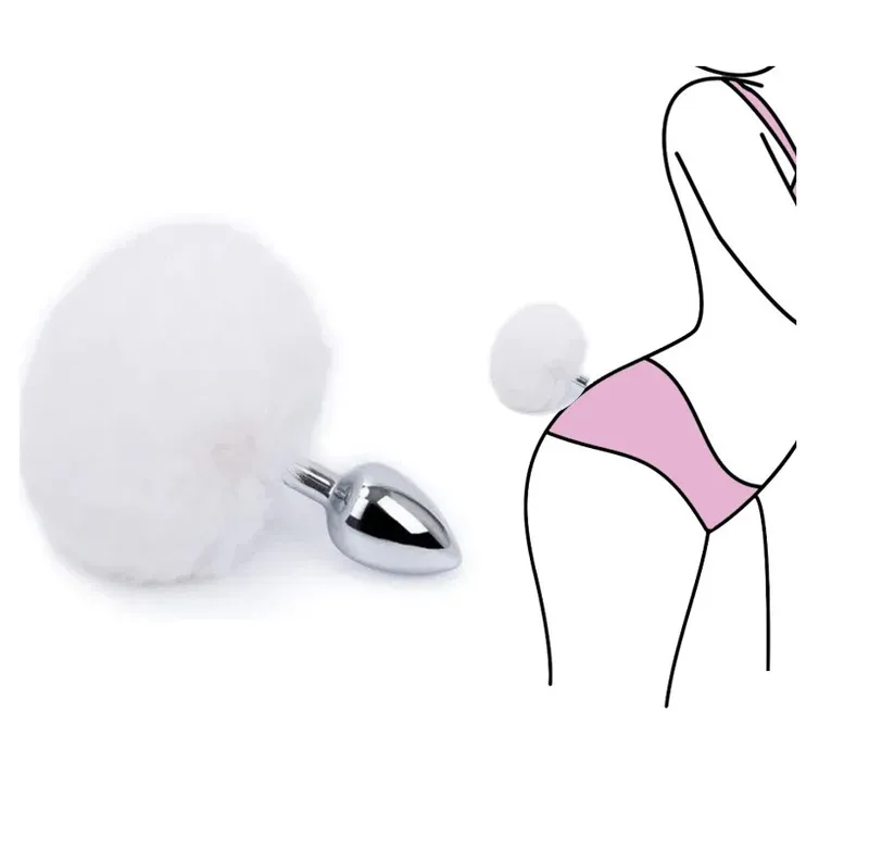 Plug MET/PLATEADO COLA CONEJO TS 7.3/2.8 CM (BLANCO) PLG166EJ