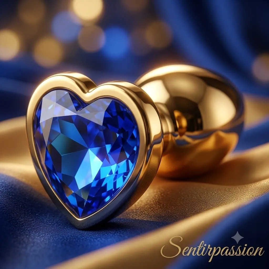 Plug MET/DORADO LISO CORAZON TM 8.5/3.5 CM (AZUL) PLG1680DH