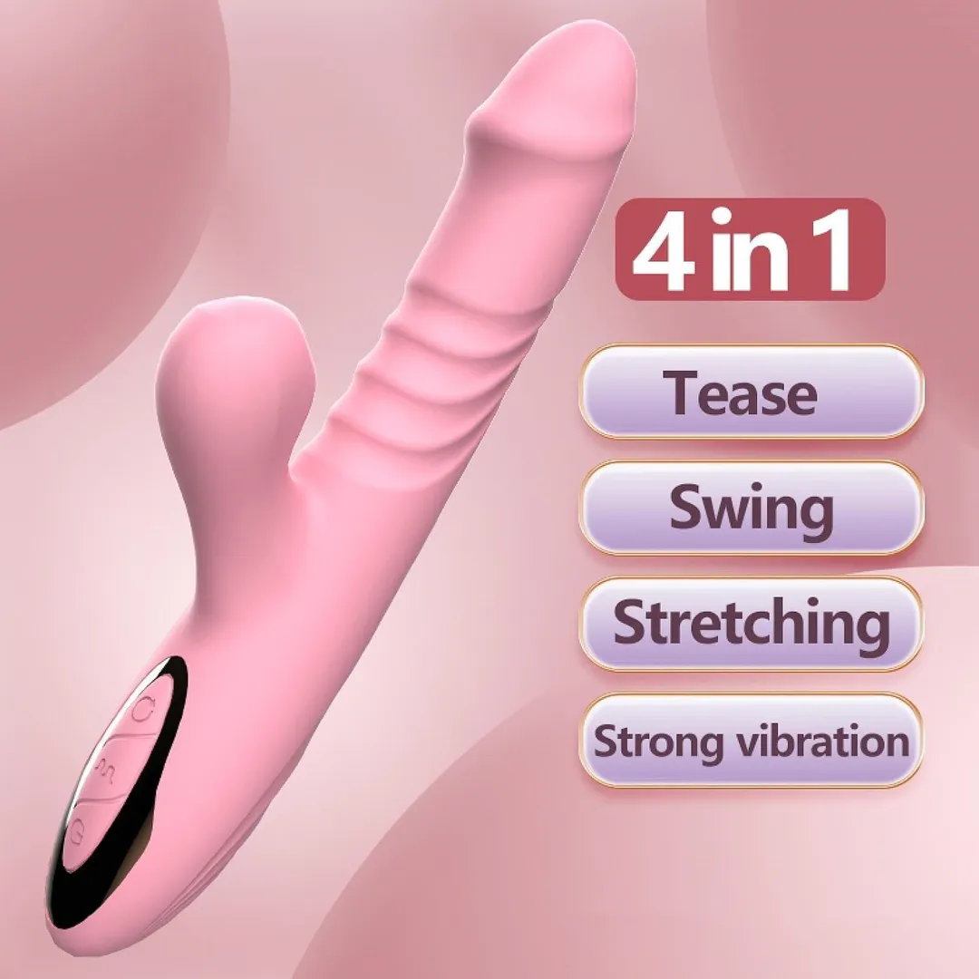 Vibrador RABBIT ESTIMULADOR ROTATIVO TELESCOPICO 12V 26/14/4CM (ROSADO) USB VBR1975BR