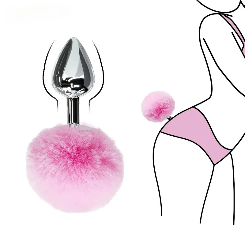 Plug MET/PLATEADO COLA CONEJO TS 7.3/2.8 CM (ROSADO) PLG2044BR